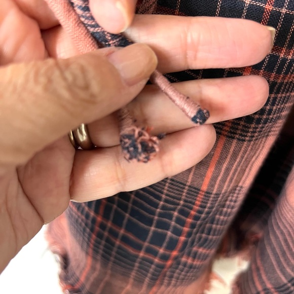 Free People We the Free Peasant Top Plaid Balloon Long Sleeve Tie Front SZ S EUC - Picture 5 of 10